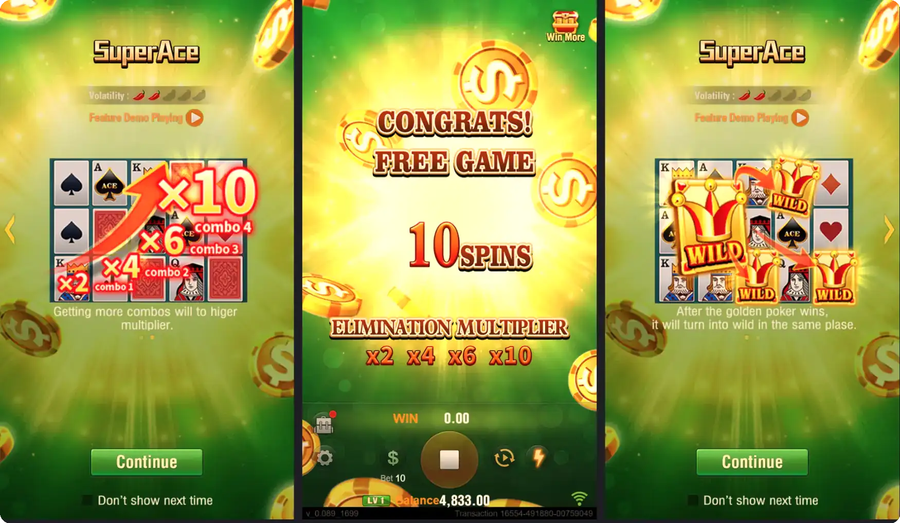 A general promotional banner for Super Ace slot with a golden theme.